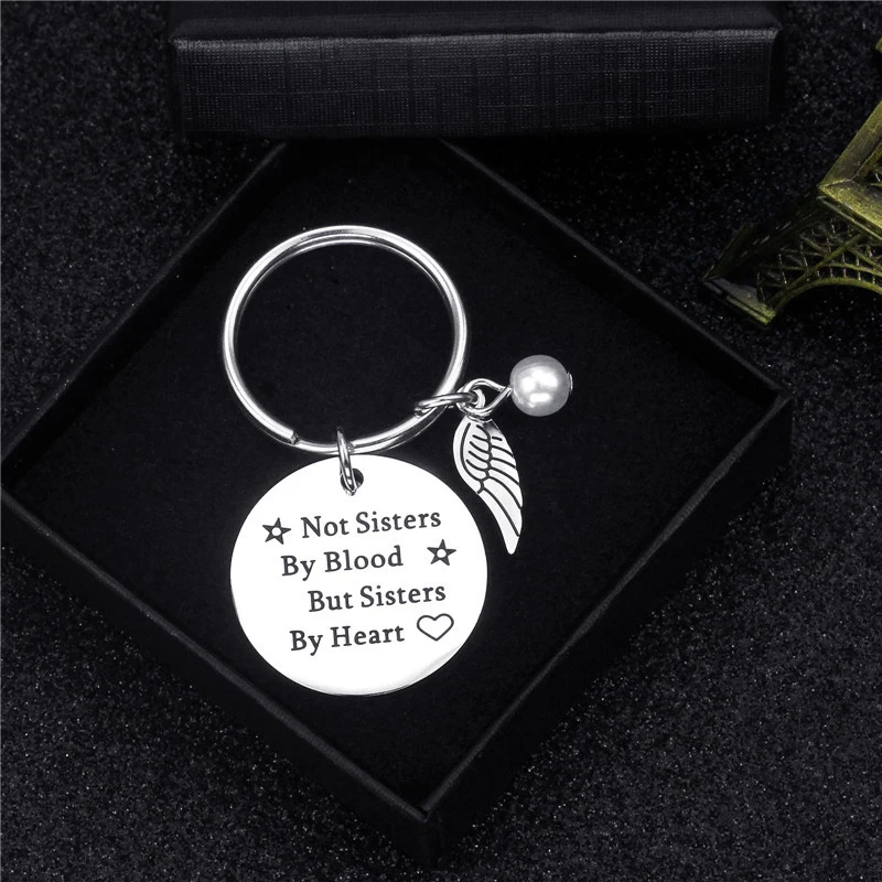 Best Friendship Keychain Wings Titanium Steel Key Chain Friend Fashion Jewelry Gift Idea for Women Teens Girls FPJYS55