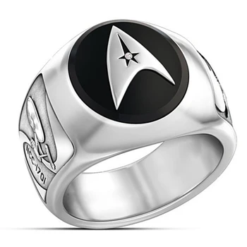 

NPKDS Fashion Star Trek Stainless Steel Men's Ring Hip Hop Punk Pentagram Battleship Biker Rings for Women Party Jewelry