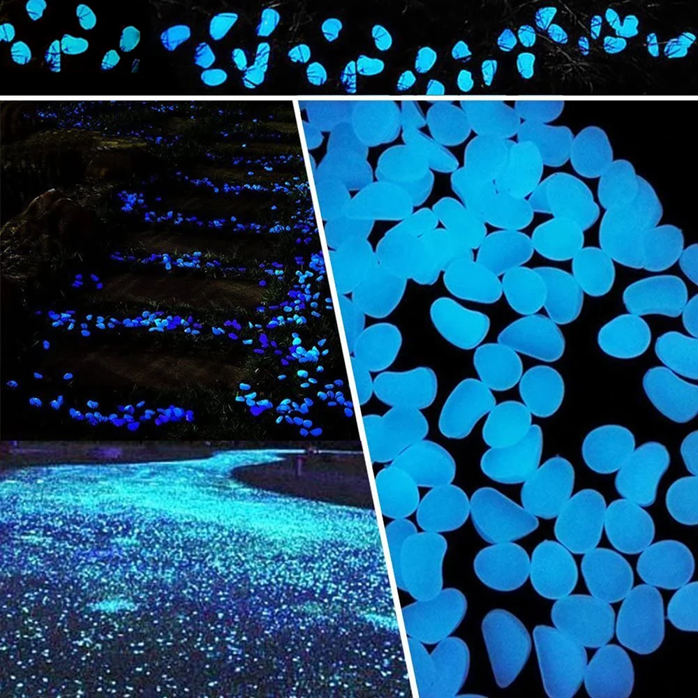 50 100pcs/lot Luminous Pebbles Rocks Glow In The Dark Gardening Ornaments Stone For Walkways Garden Path Patio Lawn Yard Decor