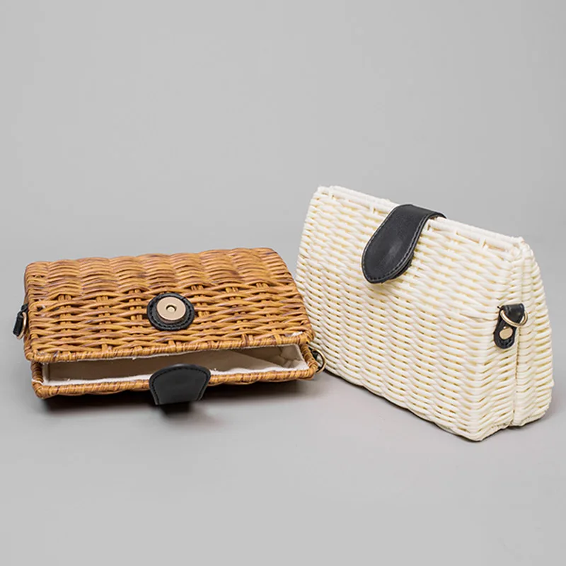 

Women's Shoulder Handbag Ins Straw Bag Exquisite Fashion Handmade DIY Woven Daily Contrast Color Stitching Straw Bag Wholesale