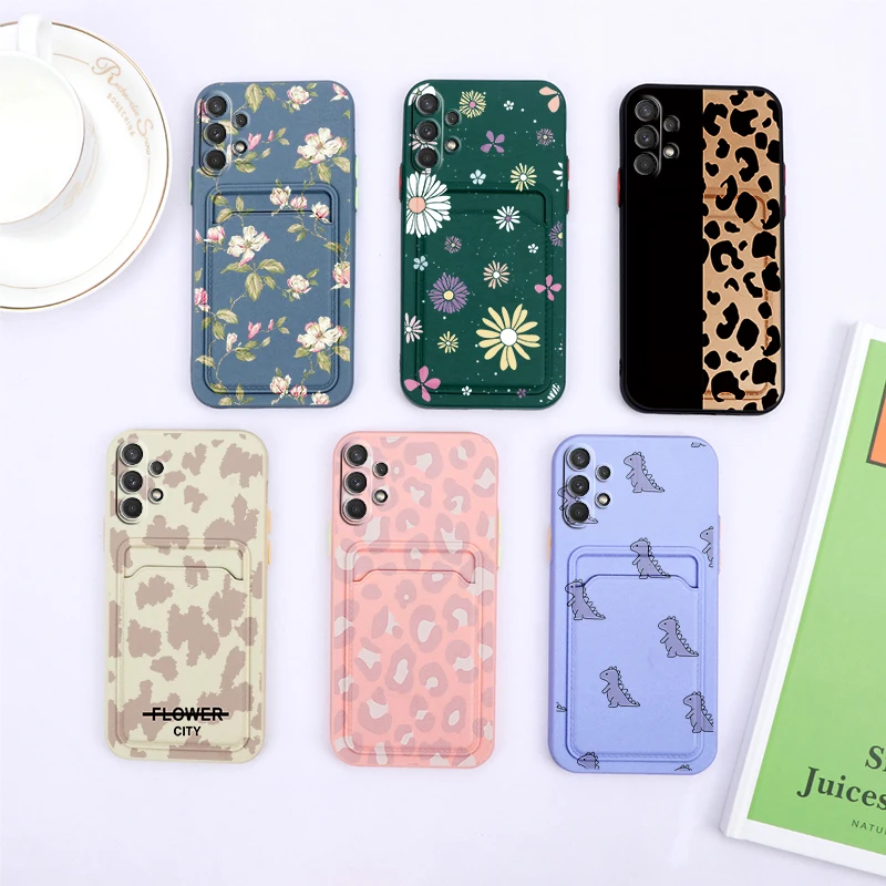For Samsung A32 4G 6.4'' Case Flower Silicone TPU Back Cover For Samsung A32 5G 6.5'' A 32 a32 Wallet Cover Card Holder Fundas samsung silicone