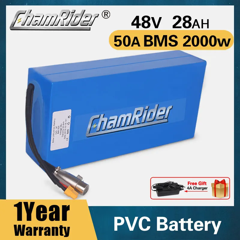 ChamRider 48V 20AH Ebike Battery 40A BMS For Electric18650 21700 Cell Bike 1000W Powerful Electric Bicycle 50A 2000W | Спорт и