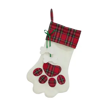 

Christmas Socks Gift Bag Custom Dog Paw Pendant Christmas Decorations Candy Bag