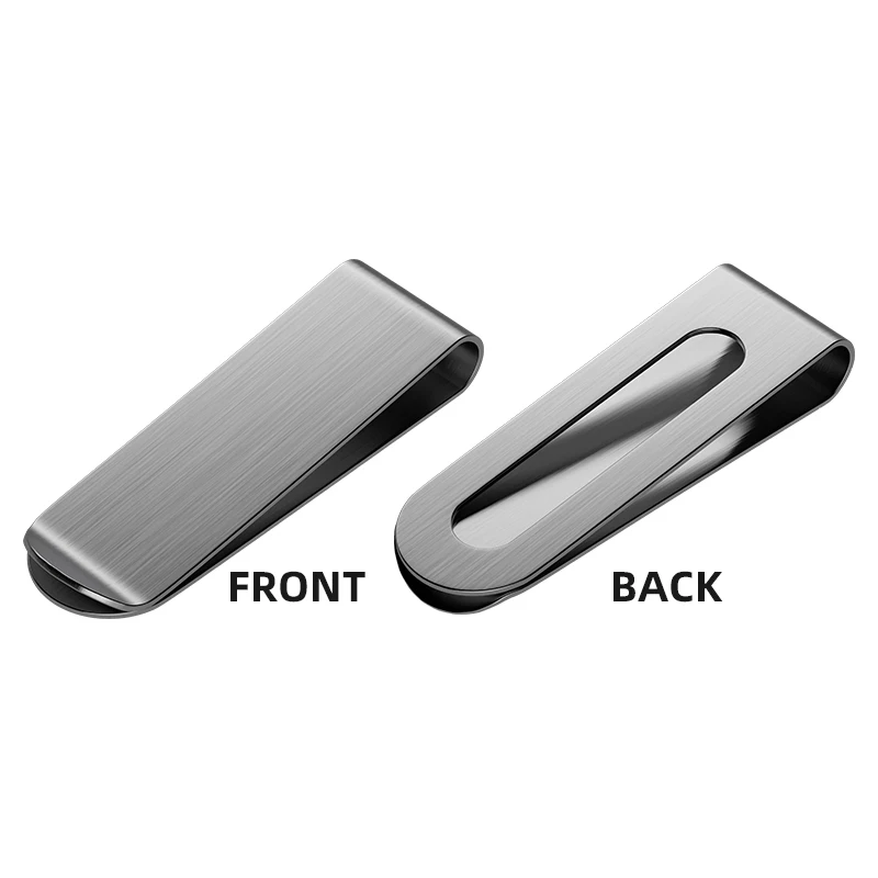 QOONG Lettering Stainless Steel Silver Color Slim Pocket Money Clip Business Credit Card Cash Wallet Bill Clip QZ40-008