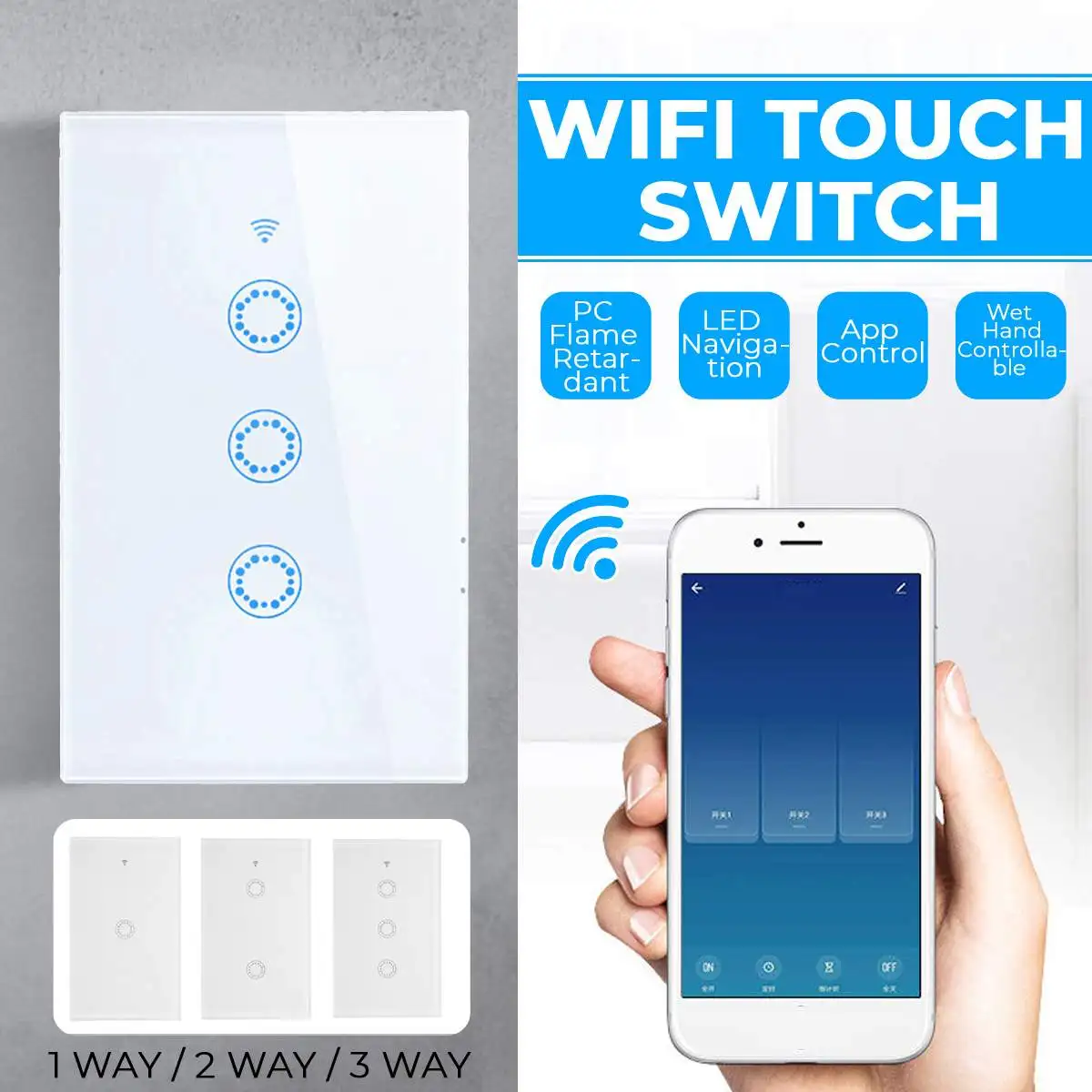 

90-250V 1000W Wifi Touch Schalter 1/2/3 Gang Touch Switch Smart Light Switch Panel Wall interruptor App-Steuerung Wand schalter