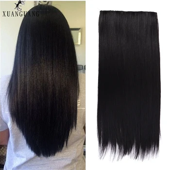 

XUANGUANG 5 clips / piece long straight hair clips 24 inch long female high temperament synthetic wig