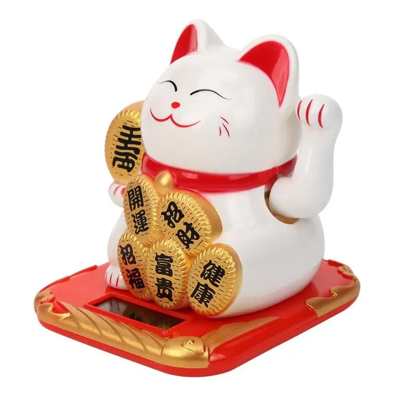 3,5 дюймов Lucky Cat Солнечный манящий Средний ручной развевающийся фэн-шуй Декор для дома, с изображением кота украшения автомобиля креативные подарки