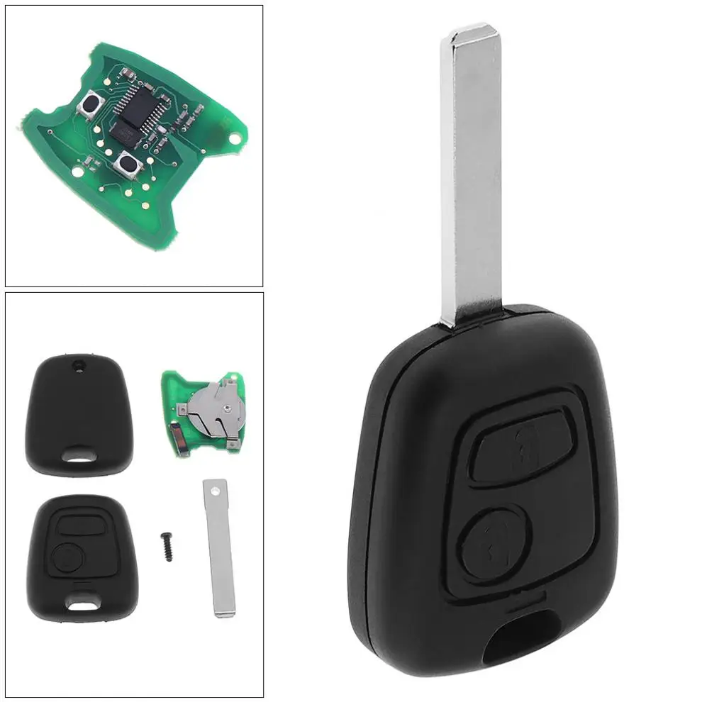 Корпус для автомобильного ключа-пульта 433 МГц 2 кнопки с чипом ID46 и лезвием VA2