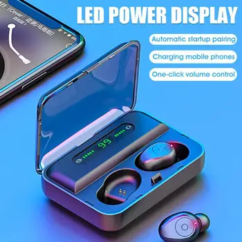 

Wireless Bluetooth 5.0 Earphone LED Power Display Earbuds Charging Button Typc-C Earbuds Headset Case Control Sterilization P1O8