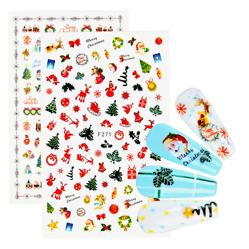 

1 PC 3D Strawberry Cartoon Sticker Decals Christmas Design Adhesive Manicure Tips Nail Art Decorations