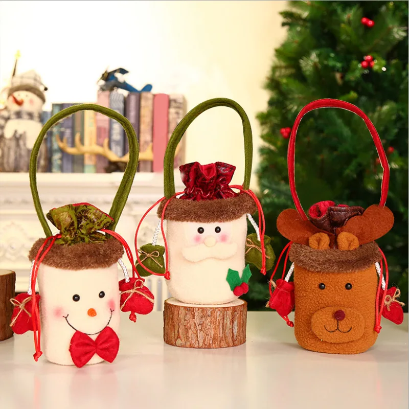 

Cute Christmas Gift Candy Bag Santa Claus Snowman Elk Christmas Tree Hangings Kid's Xmas Gift Candy Bags 18x12cm