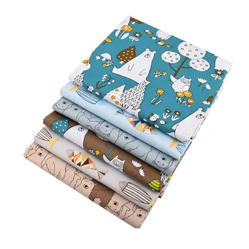 

New Bears&Fishes Twill Cotton Fabric Patchwork Cloth DIY Sewing Handmade DIY Patchwork Cartoon 6 Colors