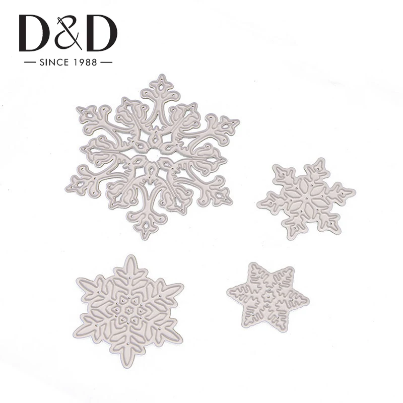 

4Pcs Snowflake Cutting Dies Christmas Metal Cutting Dies Stencil for DIY Scrapbooking Album Paper Card Embossing Dies Home Decor