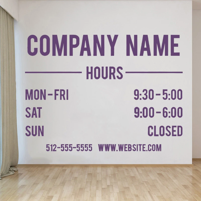 

Customized Store Hours Sign Window Sticker Business Vinyl Decal Hours of Operation Sticker Custom Company Name Wall Mural HY1945