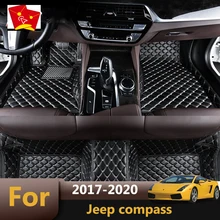 Tapis de sol de voiture en cuir artificiel pour Jeep Compass 2017 2018 2019 2020, accessoires d'intérieur pour voiture, noir