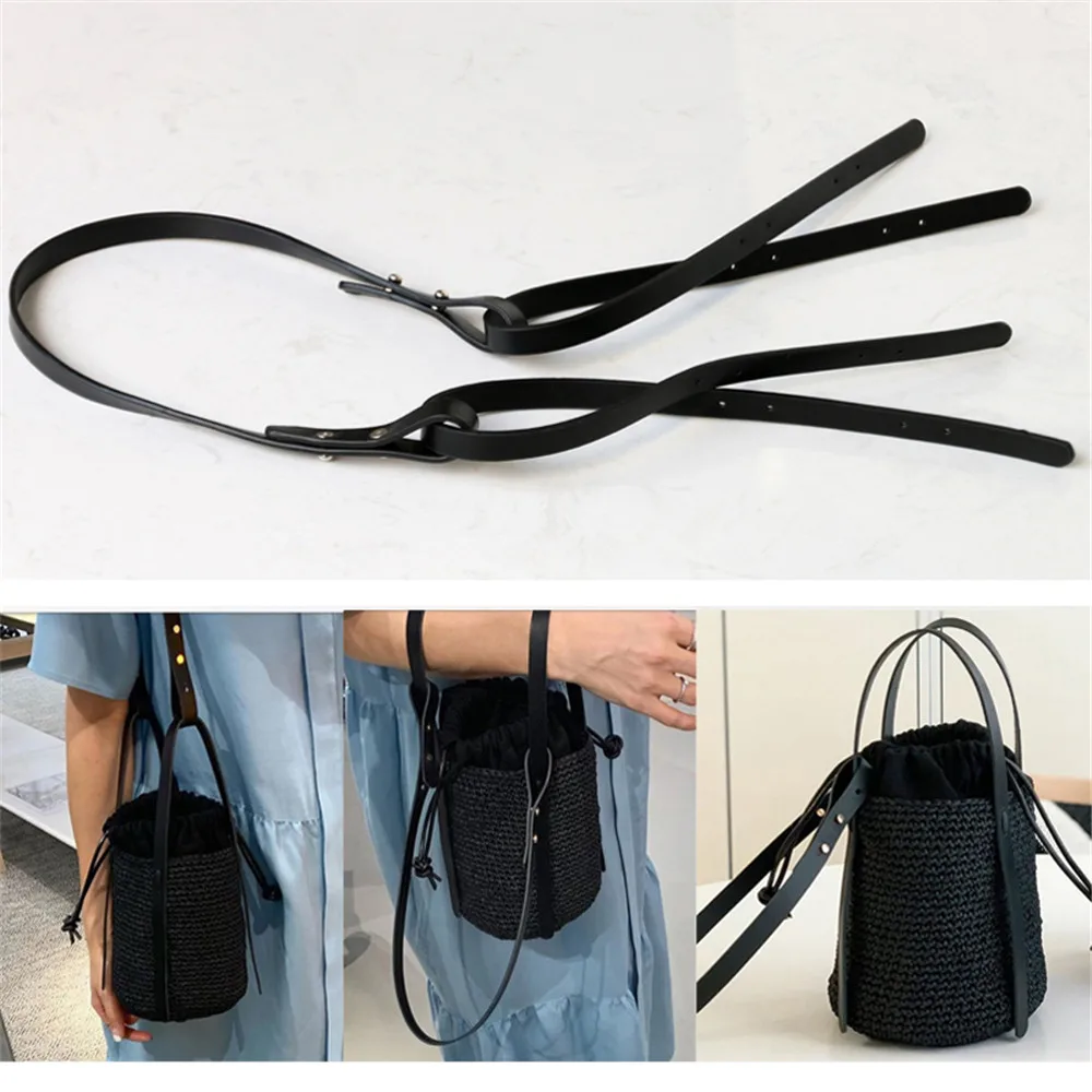 

Leather Handbag Shoulder Handle Strap Long Shoulder Strap for DIY Handmade Woven Bag Accessories Black Coffee Brown Beige