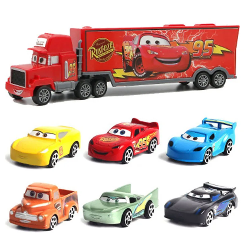 7 шт./компл. disney "тачки 3 Lightning McQueen дядя грузовик ABS литья под давлением модель автомобиля горячие игрушки год рождественский подарок для детей - Цвет: WithBox