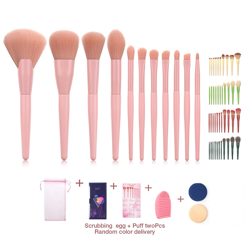 

New 11 Pcs Fashion Color Makeup Brush Set Wooden Handle Matte High Quality Foundation Eye Shadow Brush Professional Makeup Tools