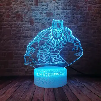 

Flashing 3D Illusion LED Nightlight Colorful Changing Light Marvel Avengers Black Panther action & toy figure gift