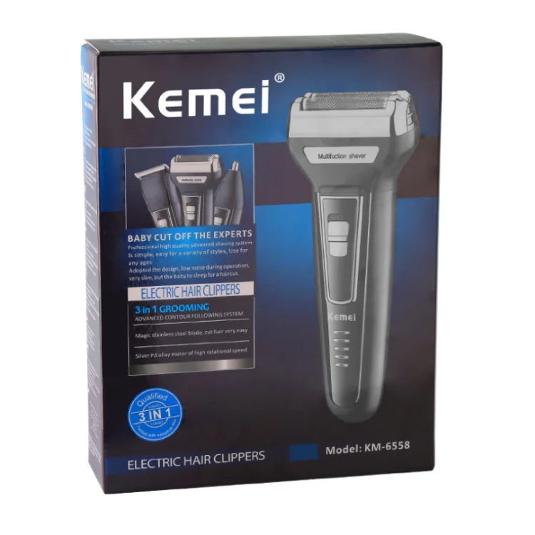 

US Bureau of usbkemei Km-6559 Reciprocating Double Cutter Head Electric Shaver Hair Scissors Nose Hair Trimmer Three-in-One