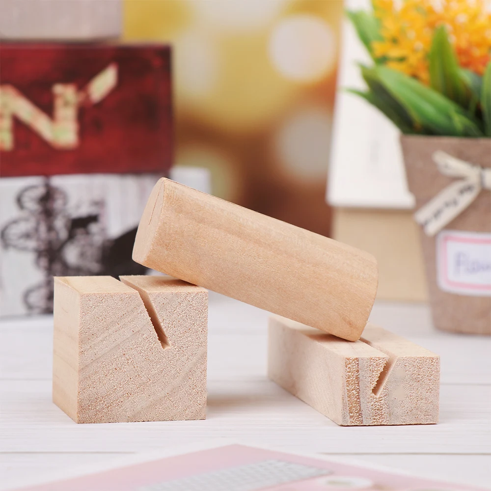 Natural Wood Notes Clips Photo Holder Paper Clamp Stand Table Numbers Holder Support Place Card Desk Card Messages Xmas Decor