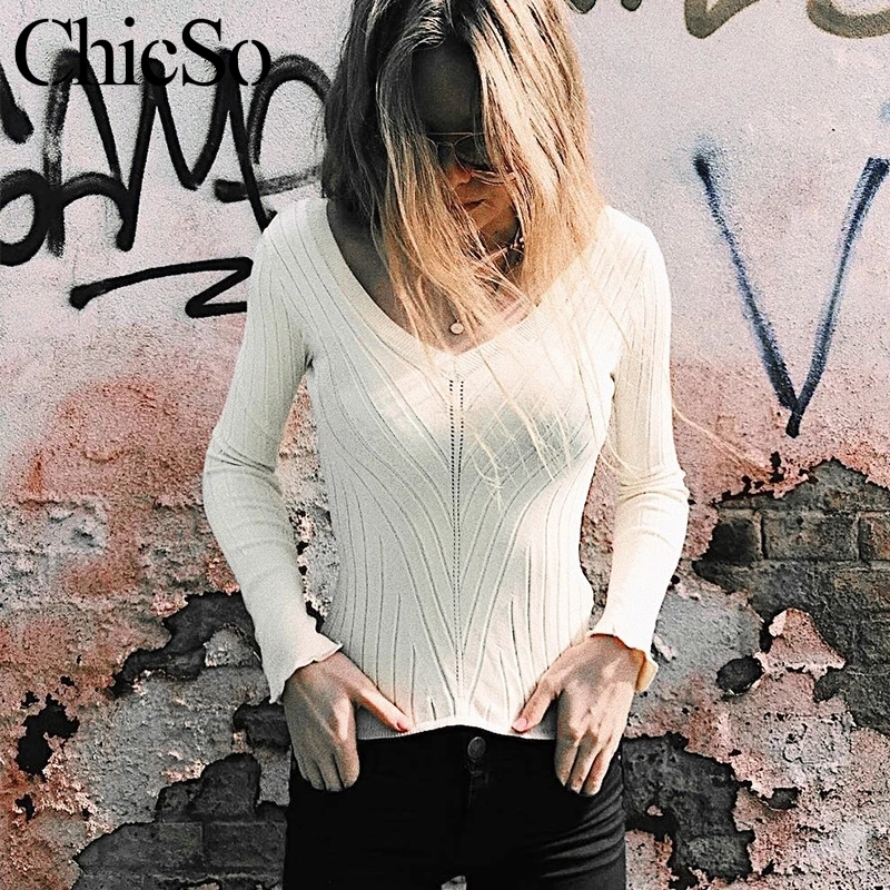 

MissyChilli White v neck casual jumper sweater Women spring long sleeve yellow pullover Female autumn blue knitted sweater pull