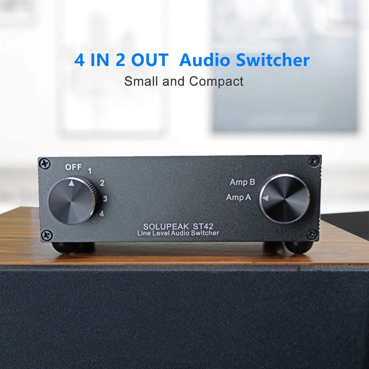 SOLUPEAK ST42 4-Weg RCA Stereo Audio Schalter Quelle Eingang Signal Selector Box, 2 WEG Linie Router Amp Verstärker Switcher Ausgang