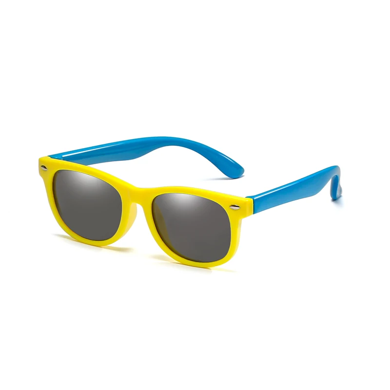 Yellow Blue Гибкие поляризованные детские солнцезащитные очки, детские черные солнцезащитные очки для маленьких девочек и мальчиков, солнцезащитные очки, очки, От 2 до 11 лет, детские очки - Цвет линз: Yellow Blue