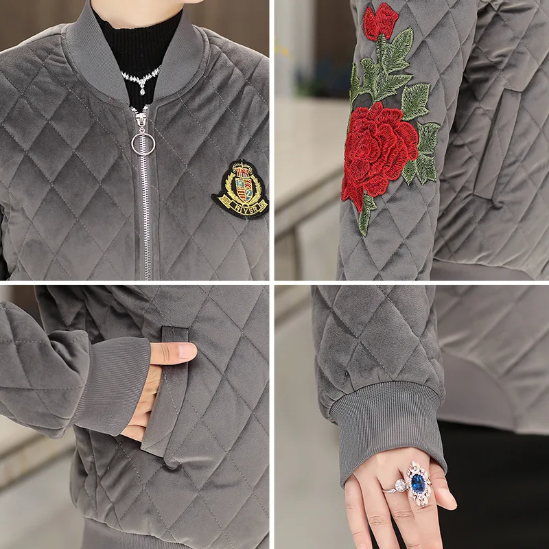 

New Style Cotton-padded Clothes Middle-aged WOMEN'S Thin Cotton-padded Jacket Gold Velvet Short down Jacket Cotton-padded Clothe