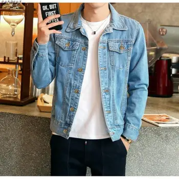 

Spring Casual Slim Bomber Jacket Male Jean Mens Coats And Jackets Outwear Plus Size Autumn Denim Jacket Men Solid Cowboy