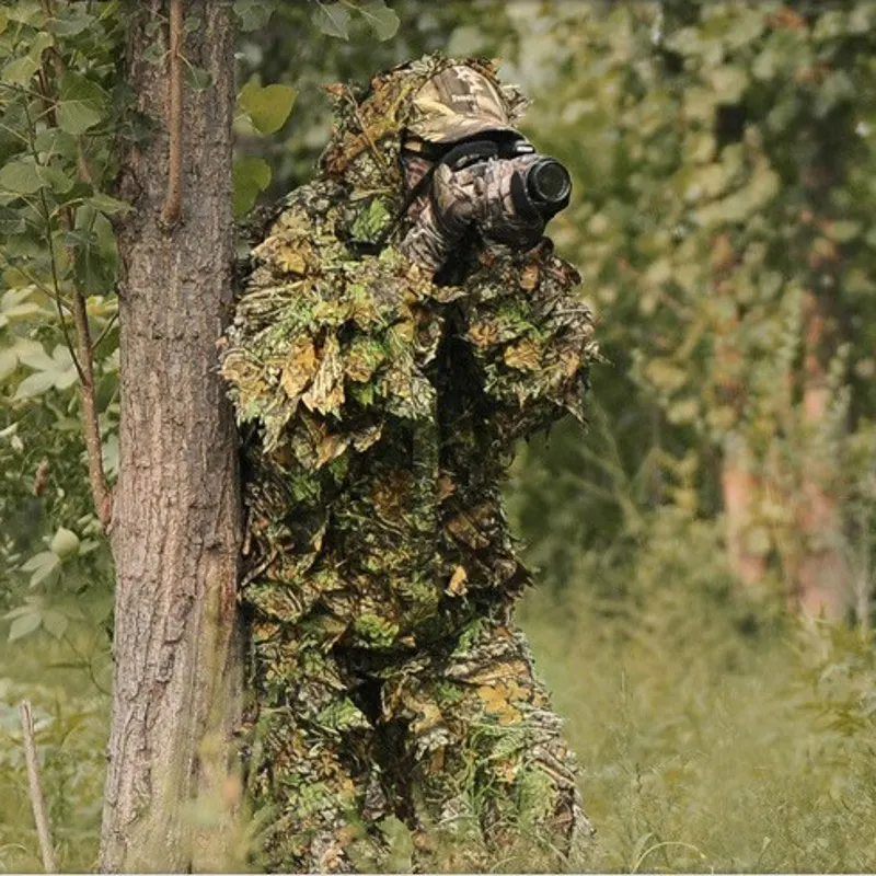 Охотничий лесной Снайпер Ghillie костюм комплект 3D лист камуфляж камуфляжная одежда для джунглей полиэстер прочный