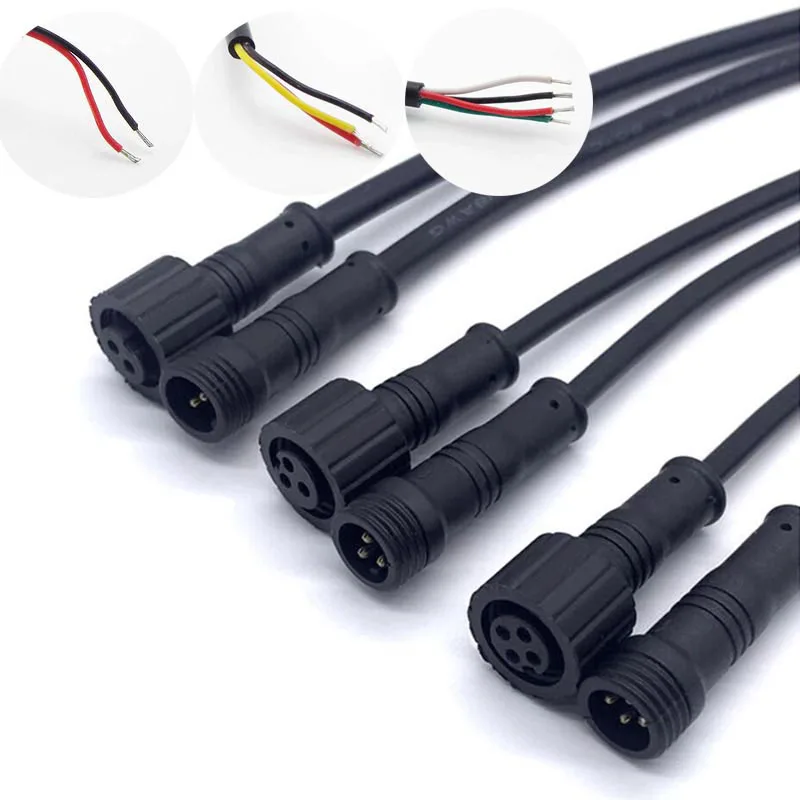 1 Pair 2Pin 3Pin 4Pin IP65 DC connector Cable Waterproof  ire Plug for LED Light Strips Male to Female Jack adapter 15mm 20CM P1