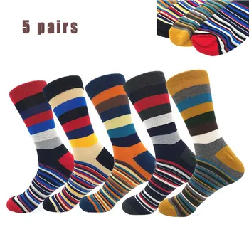 

Spring And Winter Classic Color Thin Stripe Men's Socks Tn The Cotton 5 Pairs носки мужские happy socks мужские regalos 2020
