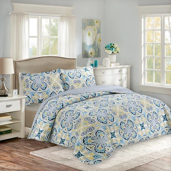 

240*260CM Fashion summer bedroom comforter 3pcs quilt sets Geometric flower pattern cotton bed cover quilt set with pillowcase