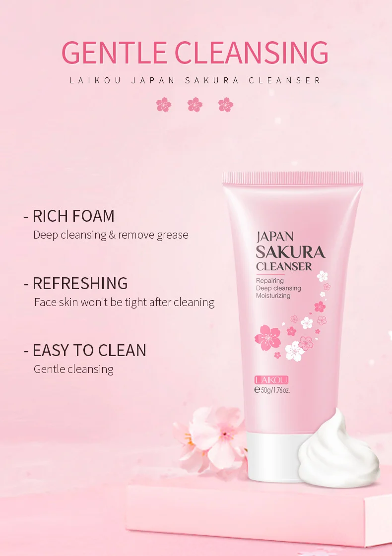 LAlKOU Facial Cleanser Foam Face Wash Remove Blackhead Moisturizing Shrink Pores Deep Cleaning Oil Control Whitening Skin Care