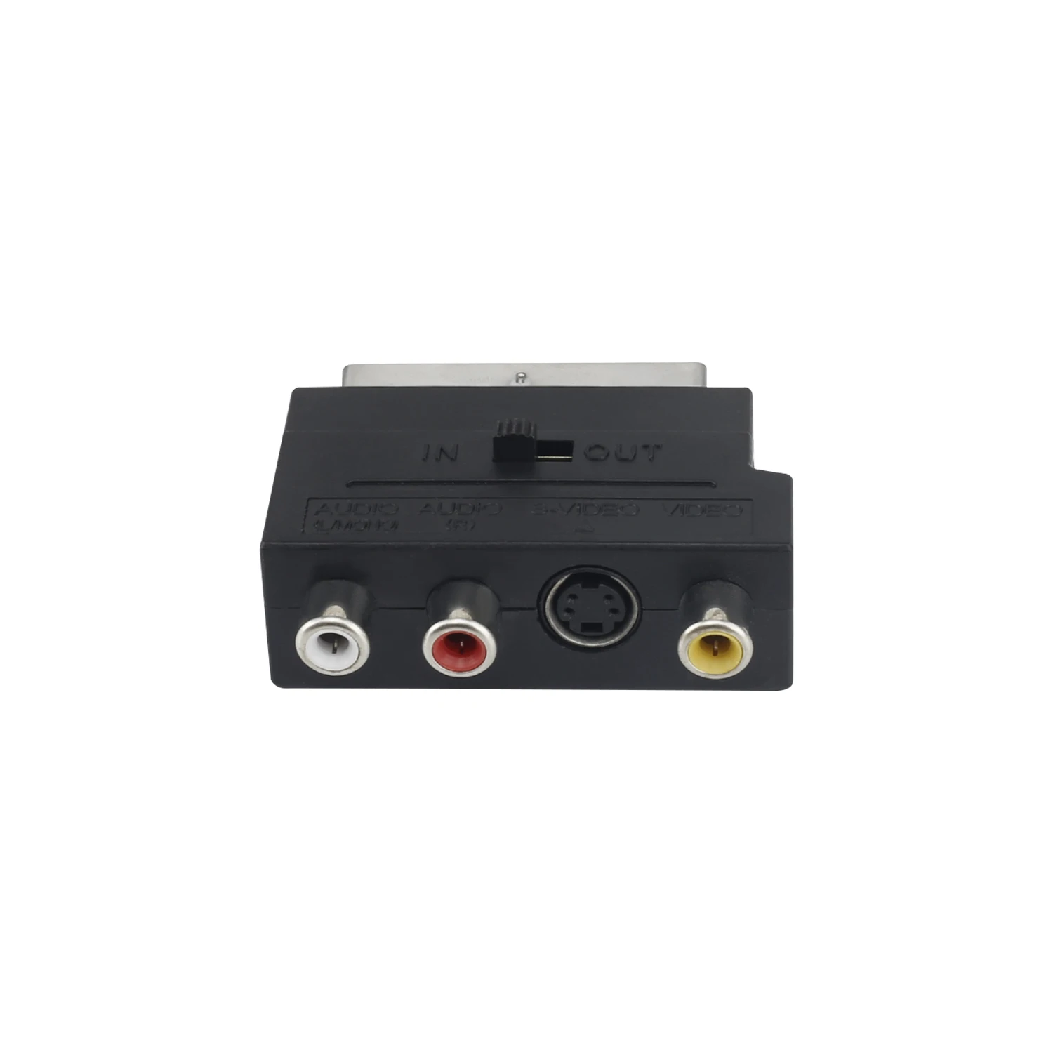 Переходник со штекером SCART 21PIN на 3 разъема RCA S-VIDEO с переключателем IN/OUT |
