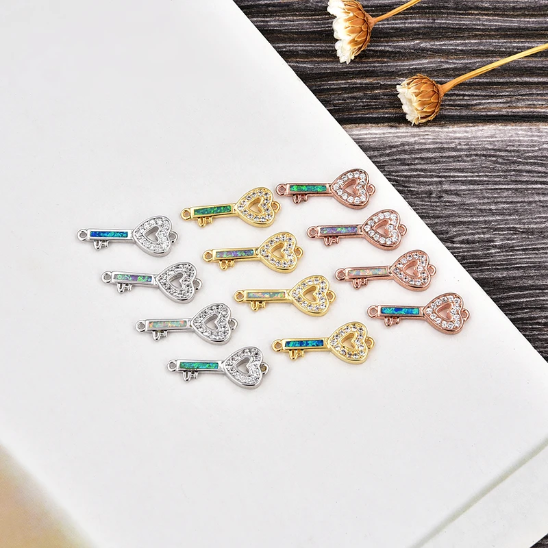 

4PCS batch has a variety of colors electroplated copper inlaid GZ Opal key DIY bracelet accessories ladies original jewelry