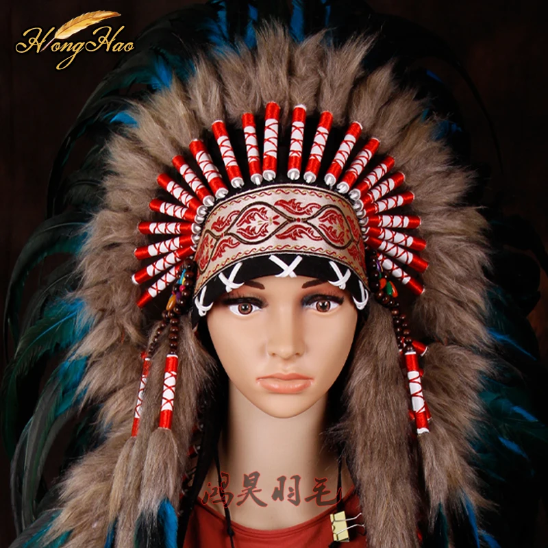 Tocado indio turquesa, tocado plumas, gorro de GUERRA indio, disfraz plumas indio, sombrero de plumas - AliExpress Hogar y jardín