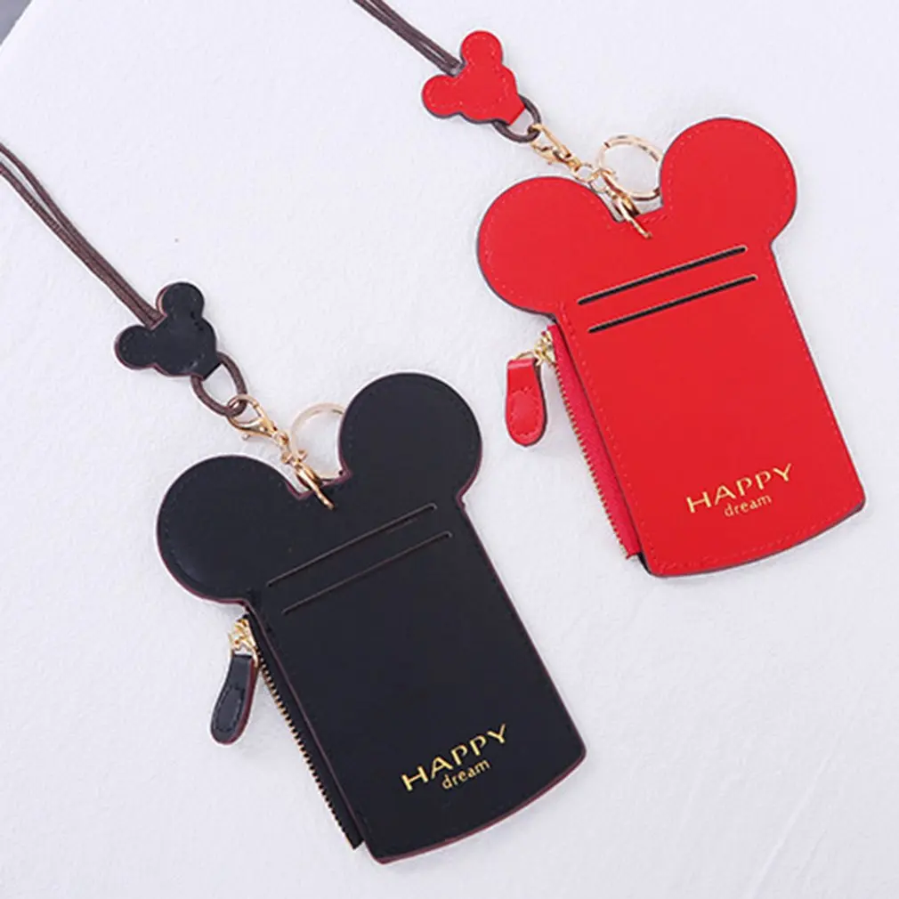 Portable Size Soft PU Leather Bank Credit Card Holder Card Cover Lovely Cute Mouse Ear Shape 4