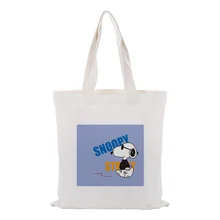 Сумка для покупок Милая мультяшная собака холст сумка на заказ Печать текстовый логотип DIY ежедневное использование экологическая многоразовая утилизация сумки