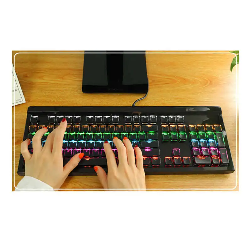  Sunrose T680 104 Keys English Wired Usb Colorful Backlit Mechanical Rgb Gaming Keyboards Waterproof