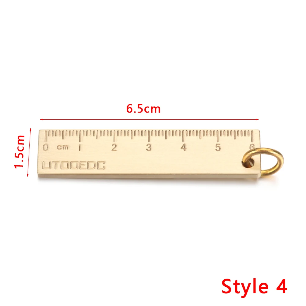 4 Creative Portable Brass Keychain Portable Unique DIY Craft Tools Whistle Ruler Key Ring Pendant Jewelry Keychain Accessories - Цвет: 4
