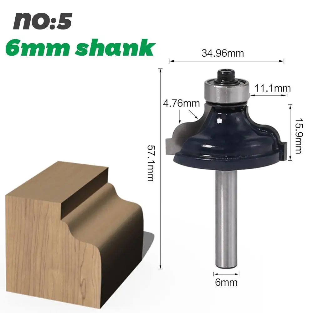 NO5 6mm shank 1 шт. 1/" хвостовик 6 мм хвостовик Ogee окантовка древесины фрезы прямой концевой фрезы триммер очистка заподлицо отделка corne - Длина режущей кромки: NO5 6mm shank
