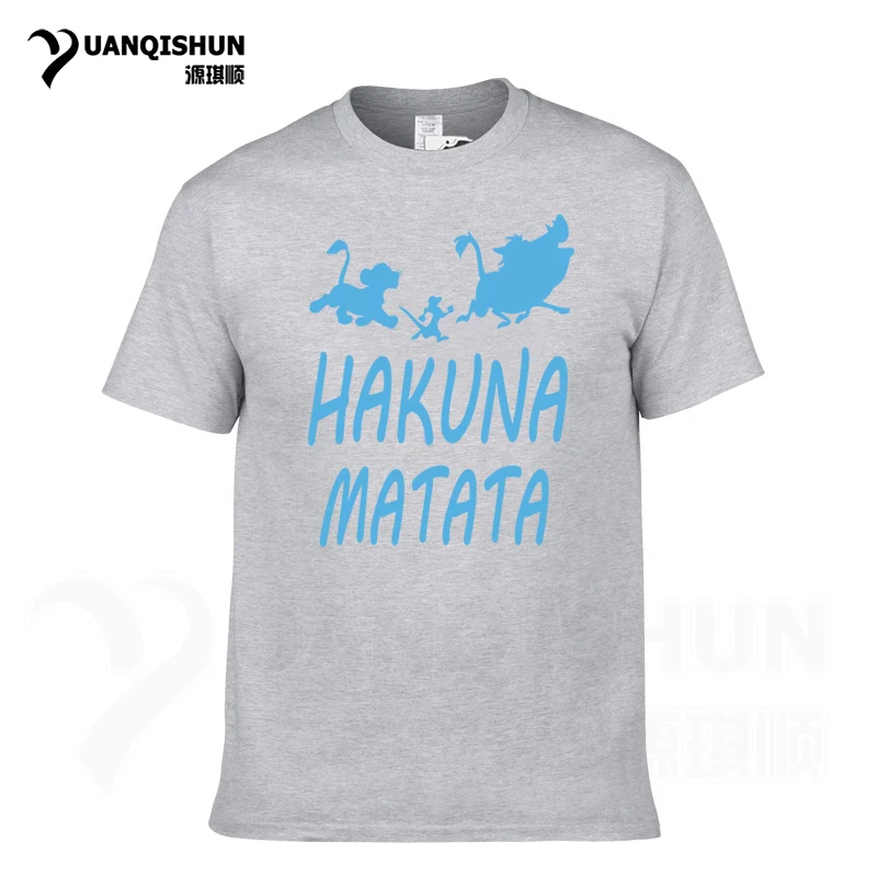 Gray 2 YUANQISHUN Лев футболка King Акуна Матата с принтом короткий рукав Для мужчин футболка Повседневное забавные аниме Симба Пумба Тимон футболка - Цвет: Gray 2