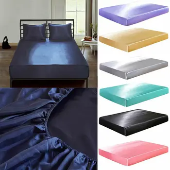 

2020 Elegant 1pcs Polyester & Cotton solid bed mattress set with four corners and elastic band sheets HOT sale Queen King