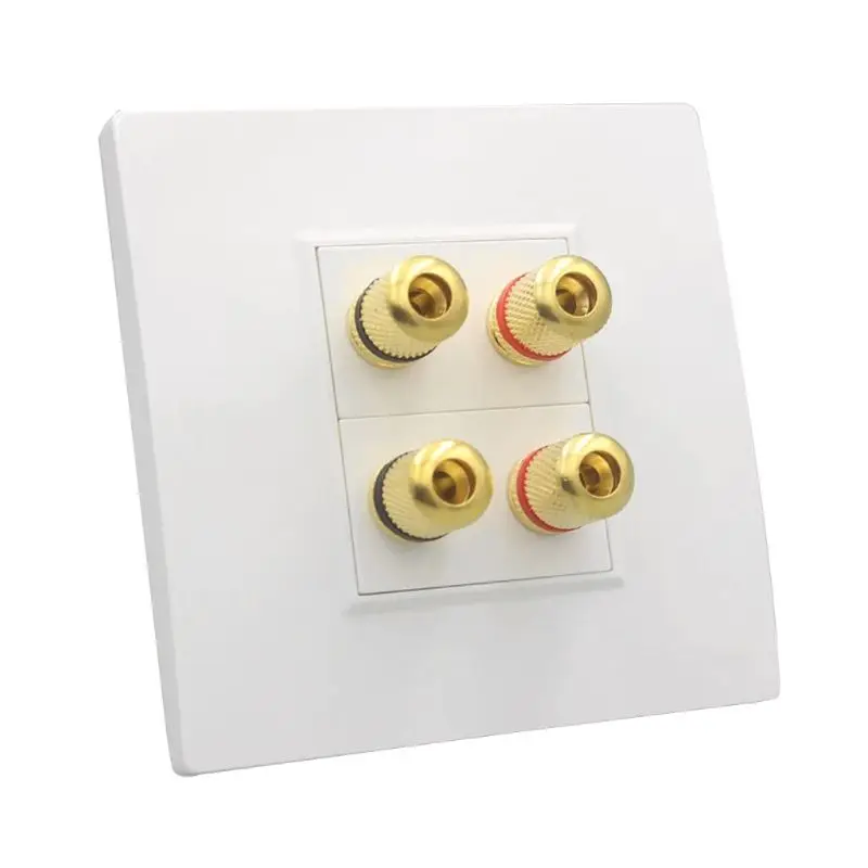 

Audio Panel Terminals 2 Speaker 4 Binding Post Banana Jack Connector Wall Socket Plate Surround Sound LX9A