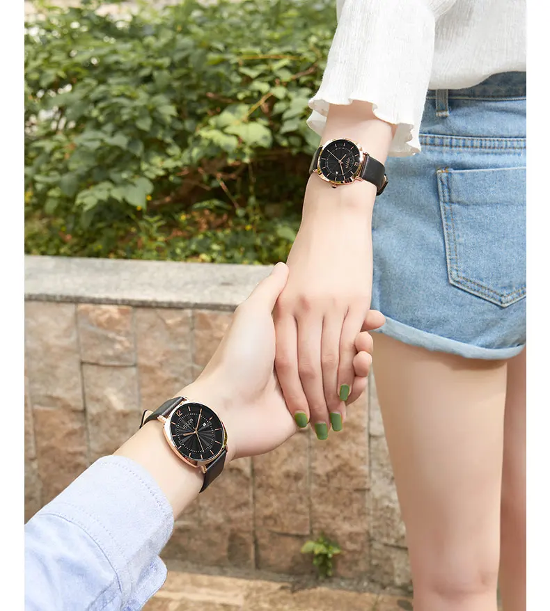 Юлий старинные женские часы модные водонепроницаемые часы с календарем Мужские кварцевые наручные часы женские и мужские парные часы