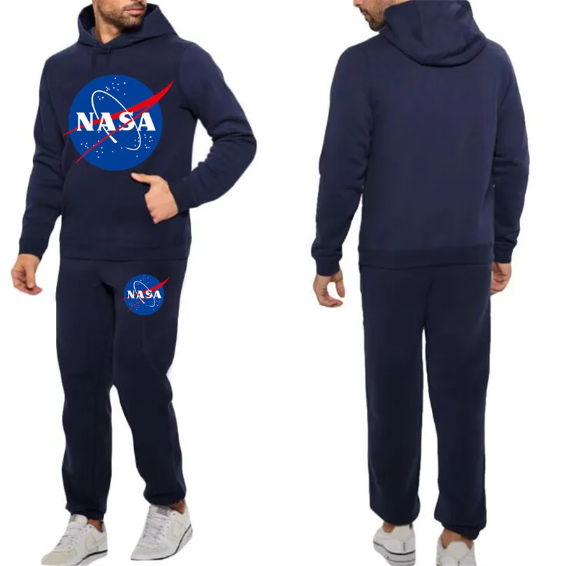 Navy blue14 Новинка, модные мужские толстовки, костюмы, фирменный спортивный костюм, мужские хип-хоп толстовки+ спортивные штаны, осенне-зимний флисовый пуловер с капюшоном - Цвет: Navy blue14