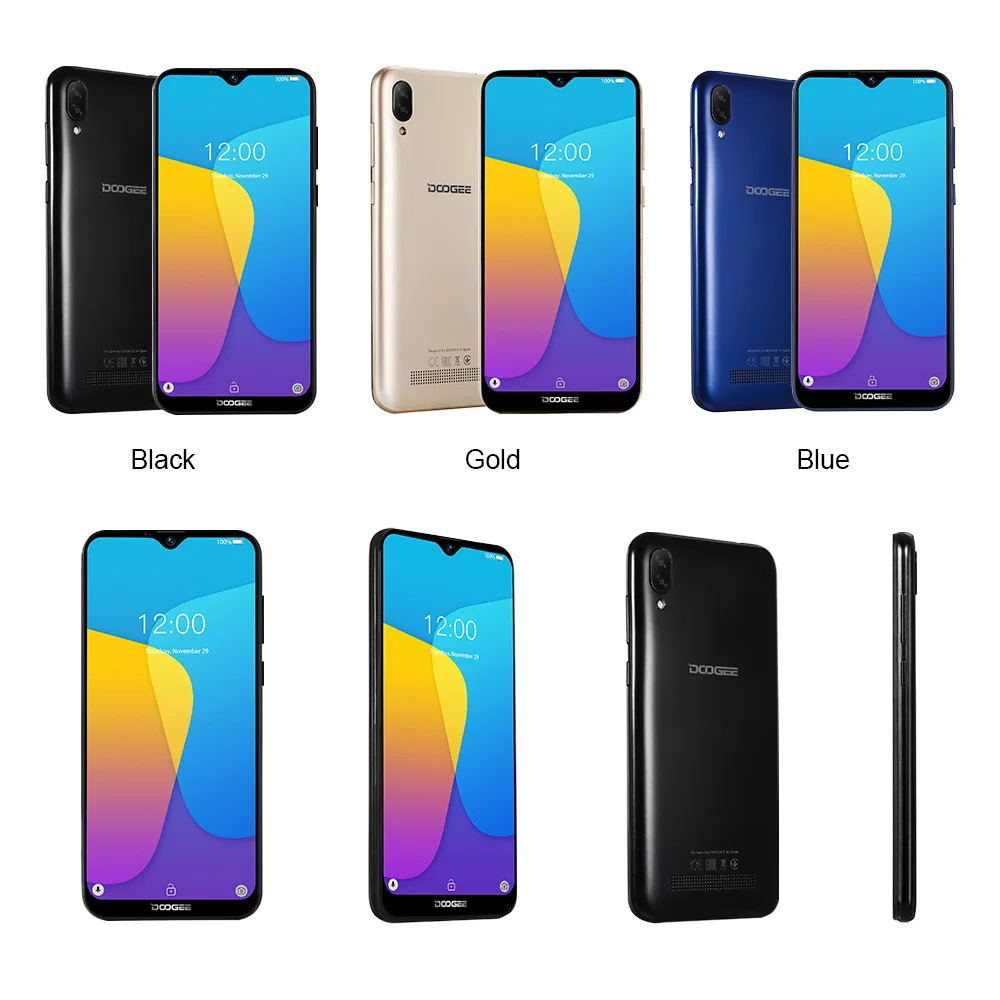 DOOGEE X90 Cellphone 6.1inch 19:9 Waterdrop LTPS Screen Smartphone Quad Core 16GB ROM 3400mAh Dual SIM 8MP+5MP WCDMA Android Go