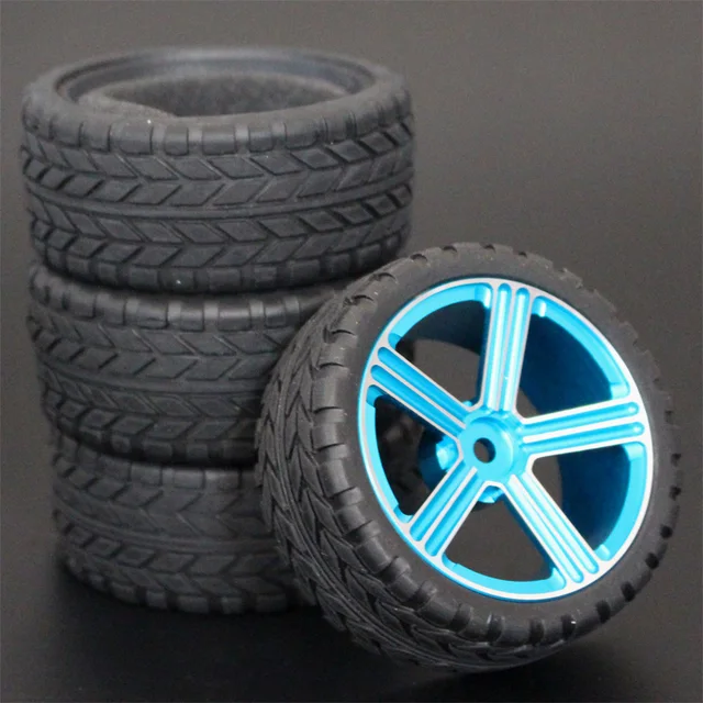 1Set 4Pcs HSP HPI Racing Tires Tyre Metal Wheel Rim 4Pcs For RC 1/10 On-Road Car HSP 94123/94103/94122 D4/D3 FW06 205